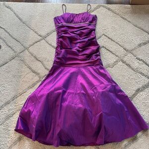 Cindy USA purple satin formal gown long dress mermaid style rhinestone 2XL